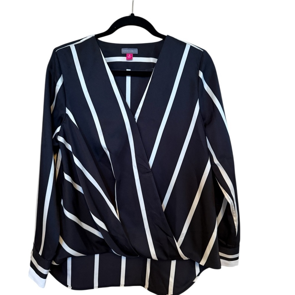 Vince Camuto Black and White Striped Blouse - Picture 2 of 5